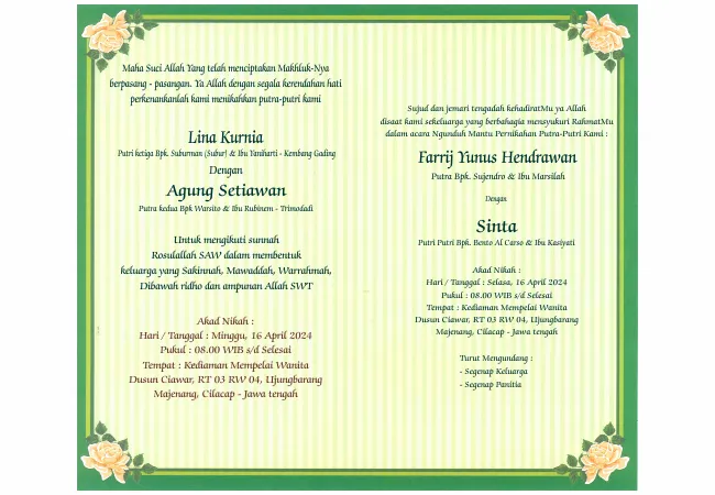Undangan Pernikahan Murah Hijau - View 2