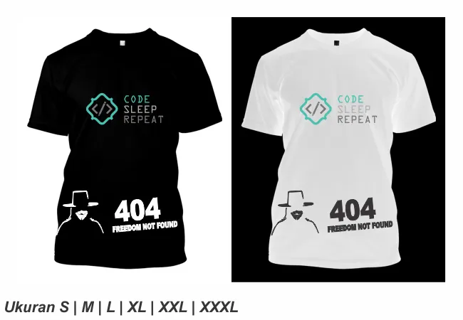 Kaos Custom Modhiskom - T-Shirt 404 NOT FUND Sablon Keren Bahan Premium - View 2