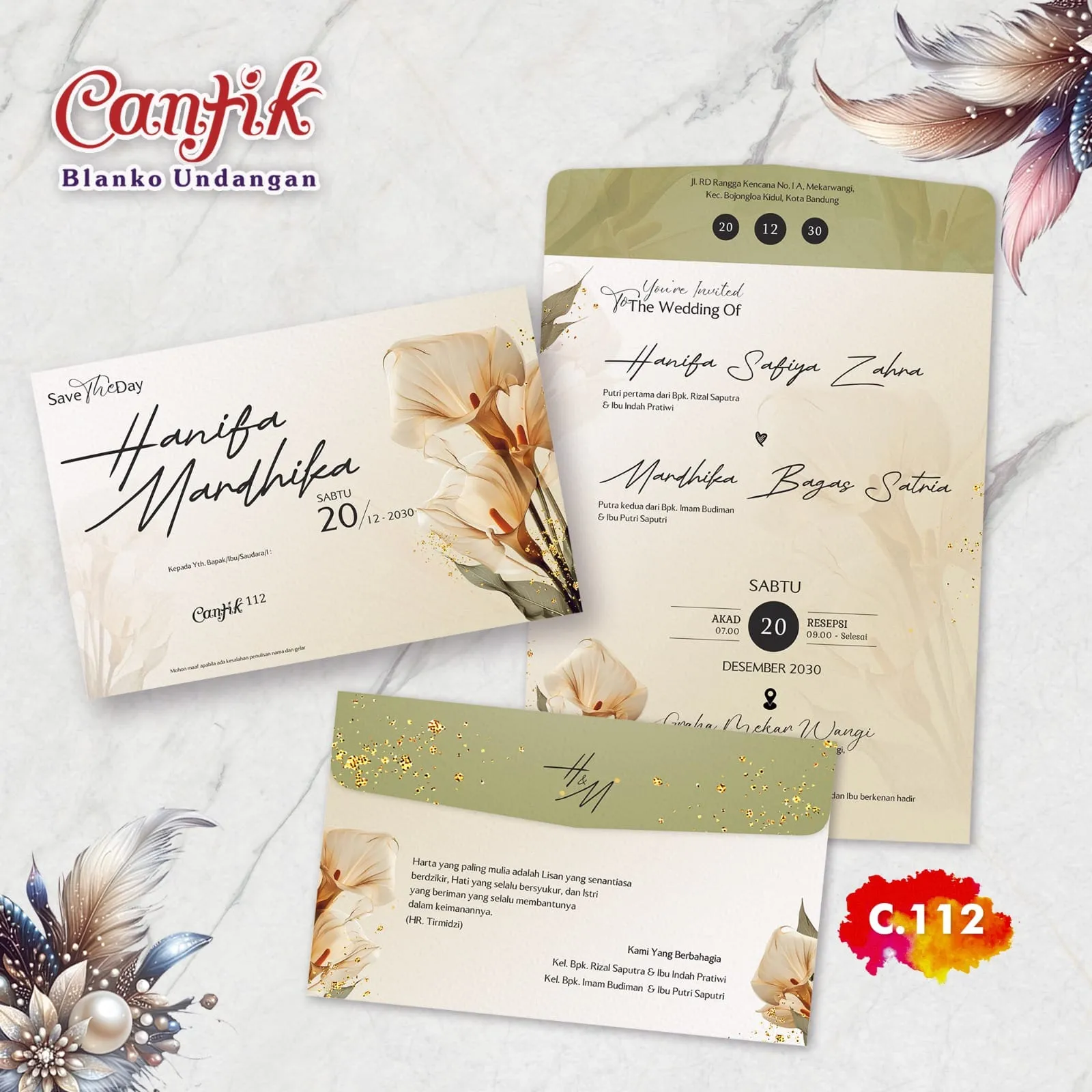 Jual Blangko Undangan Pernikahan C112 Cantik & Mewah - Tangerang - Kategori Undangan Pernikahan Murah Modhiskom