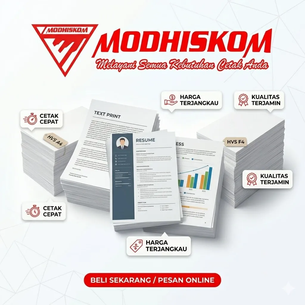Jual Jasa Cetak Dokumen & Print HVS A4 F4 Terdekat - MODHISKOM Curug Tangerang - Modhiskom