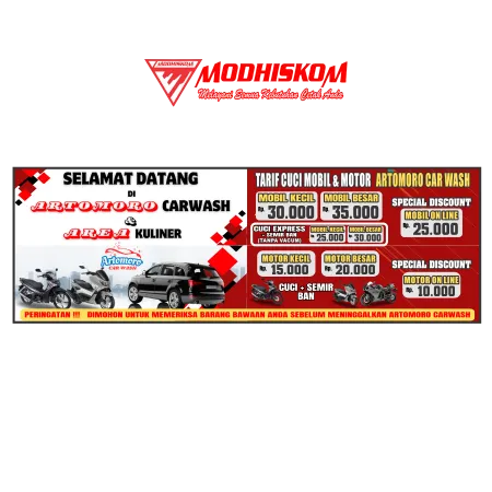 Cetak Banner / Spanduk Tarif Cuci Mobil & Motor Car Wash Curug Tangerang Berkualitas - Modhiskom