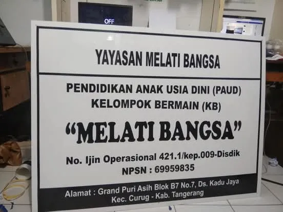 Hasil Karya: Papan Nama Instansi/Yayasan – Bahan Plat High Quality