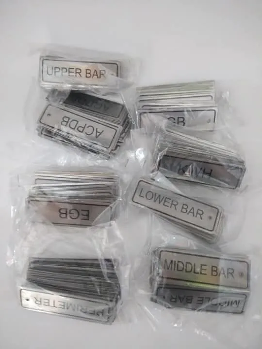 Hasil Karya: Pembuatan Plat Label Nama Mesin (Stainless Steel/Aluminium)